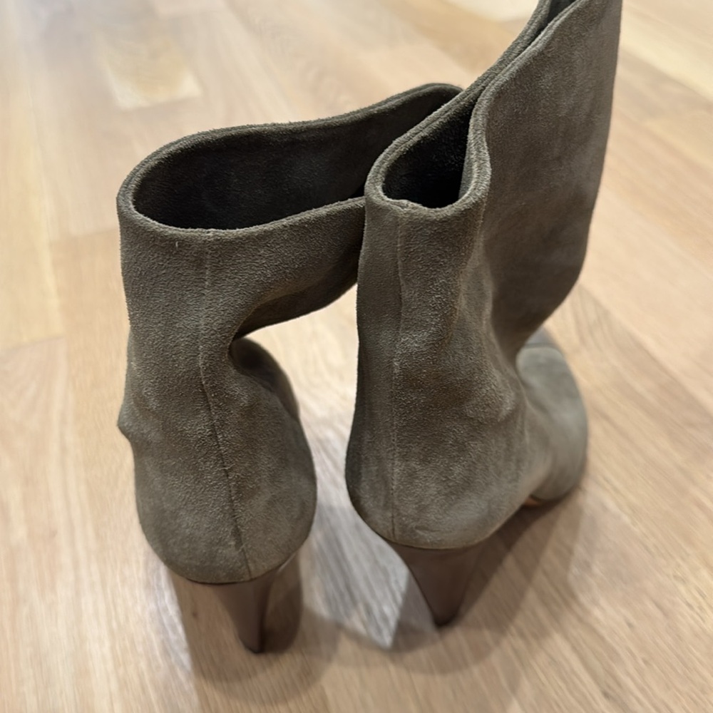 Olive color boots suede some wear and tears but super cute!! - Picture 2 of 3